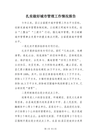 2024年扎实做好城市管理工作情况报告