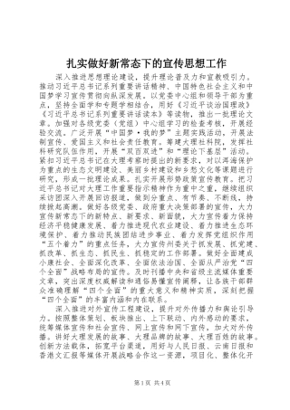 2024年扎实做好新常态下的宣传思想工作