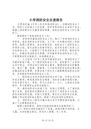 2024年小学消防安全自查报告