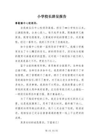 2024年小学校长辞呈报告