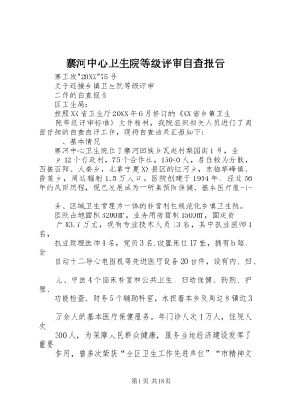 2024年寨河中心卫生院等级评审自查报告