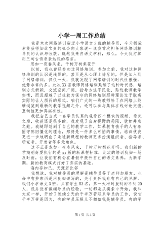 2024年小学一周工作总结