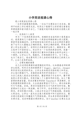 2024年小学英语观课心得