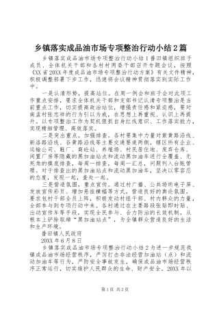2024年乡镇落实成品油市场专项整治行动小结篇