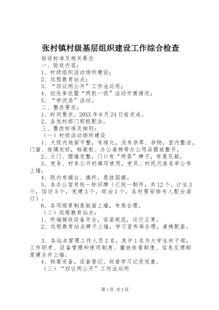2024年张村镇村级基层组织建设工作综合检查
