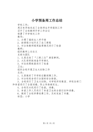 2024年小学预备周工作总结