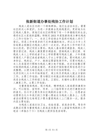 2024年张新街道办事处残协工作计划