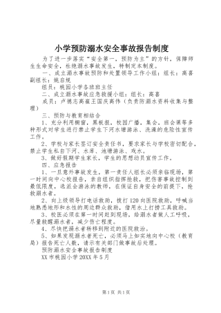 2024年小学预防溺水安全事故报告制度