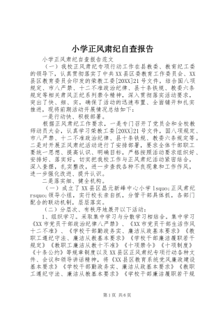 2024年小学正风肃纪自查报告