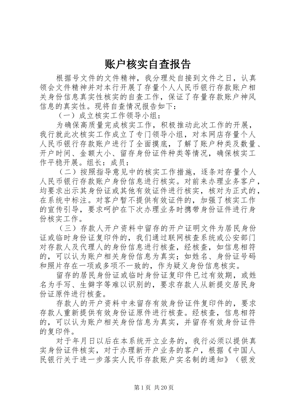 2024年账户核实自查报告_第1页