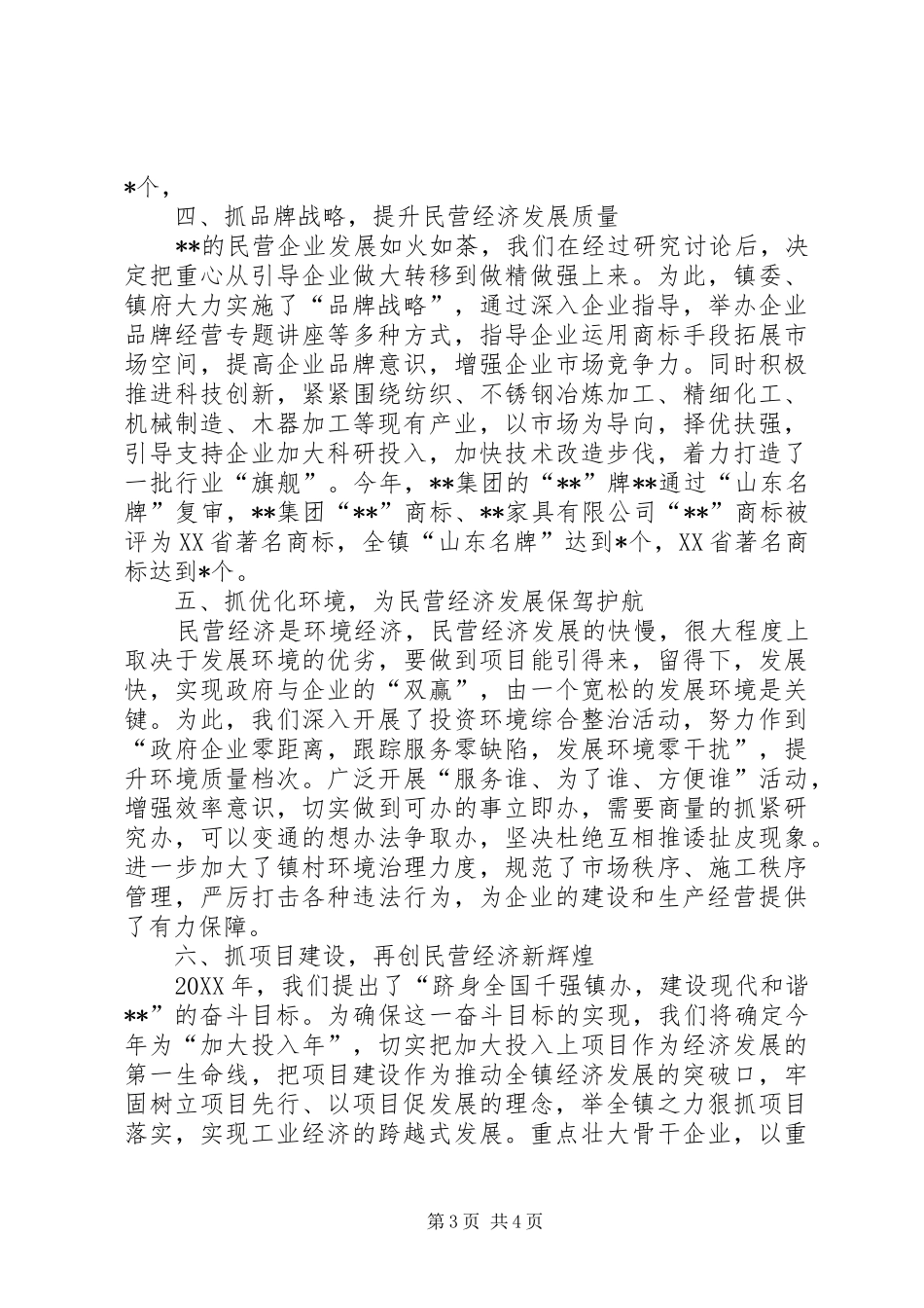 2024年乡镇民营经济工作汇报讲话材料_第3页