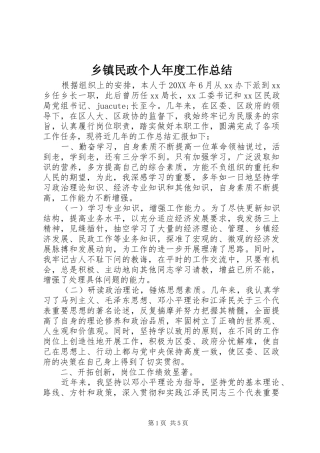 2024年乡镇民政个人年度工作总结