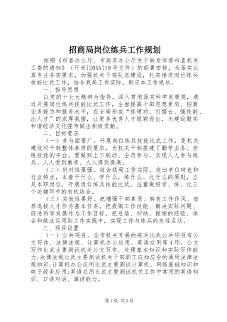 2024年招商局岗位练兵工作规划