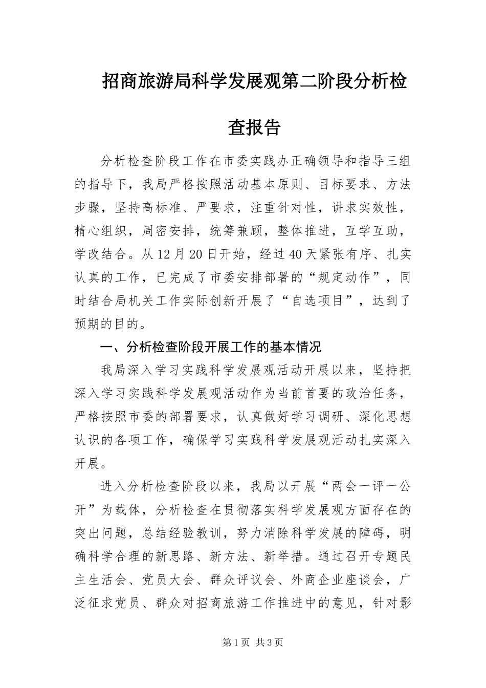 2024年招商旅游局科学发展观第二阶段分析检查报告_第1页