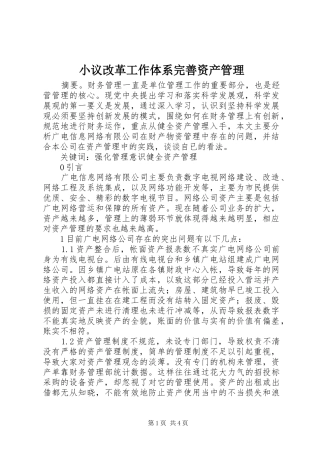 2024年小议改革工作体系完善资产管理