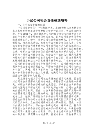 2024年小议公司社会责任税法填补