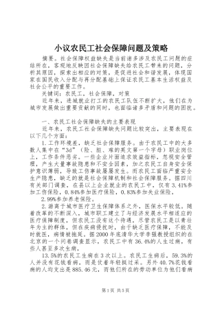 2024年小议农民工社会保障问题及策略