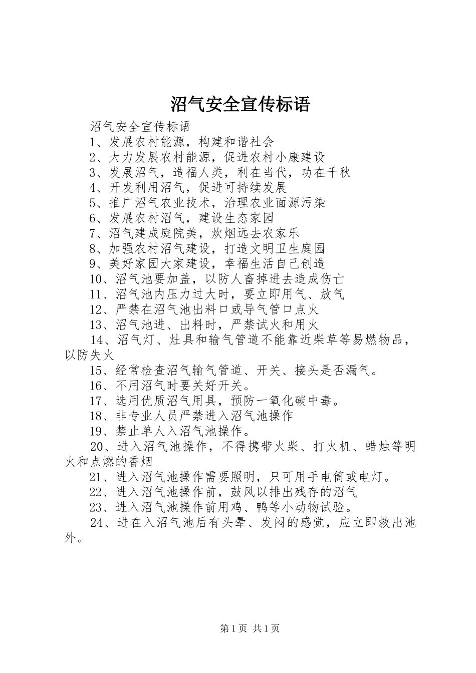 2024年沼气安全宣传标语_第1页