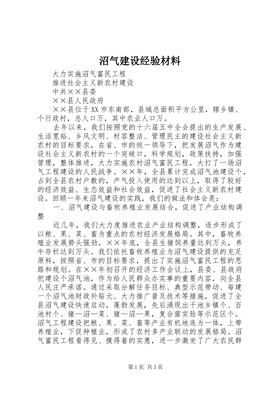 2024年沼气建设经验材料_第1页