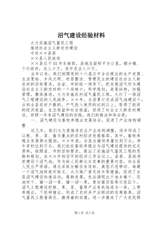 2024年沼气建设经验材料