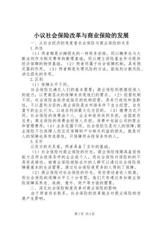 2024年小议社会保险改革与商业保险的发展