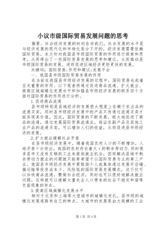 2024年小议市级国际贸易发展问题的思考