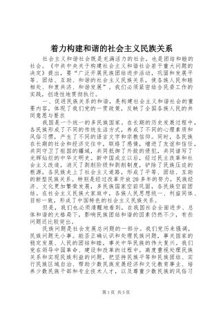 2024年着力构建和谐的社会主义民族关系