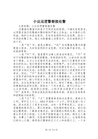 2024年小议巡逻警察接处警