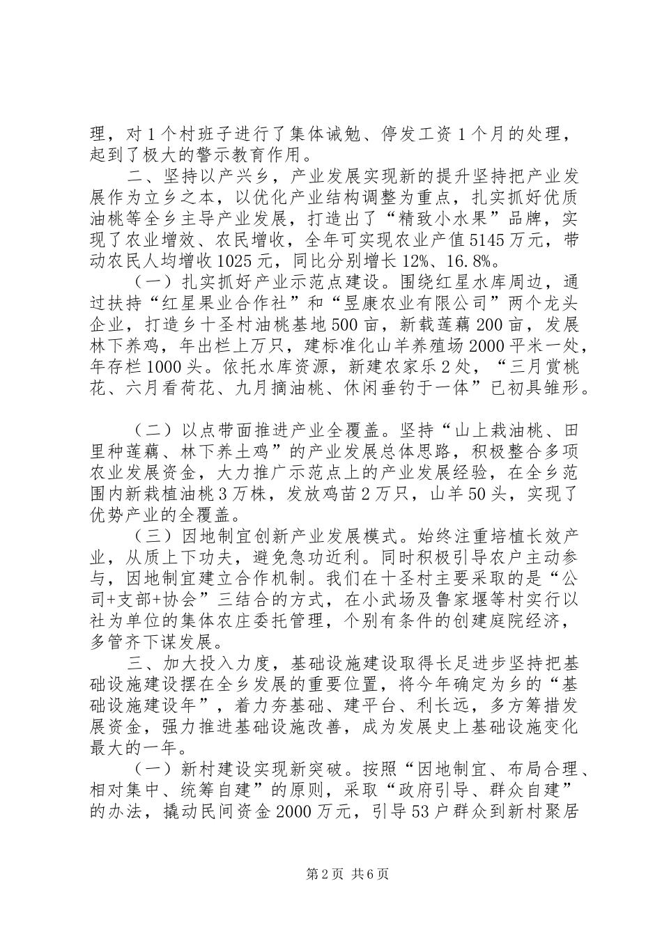 2024年乡镇年度工作总结及工作打算_第2页