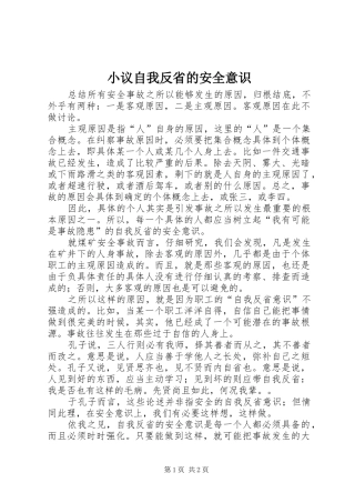 2024年小议自我反省的安全意识