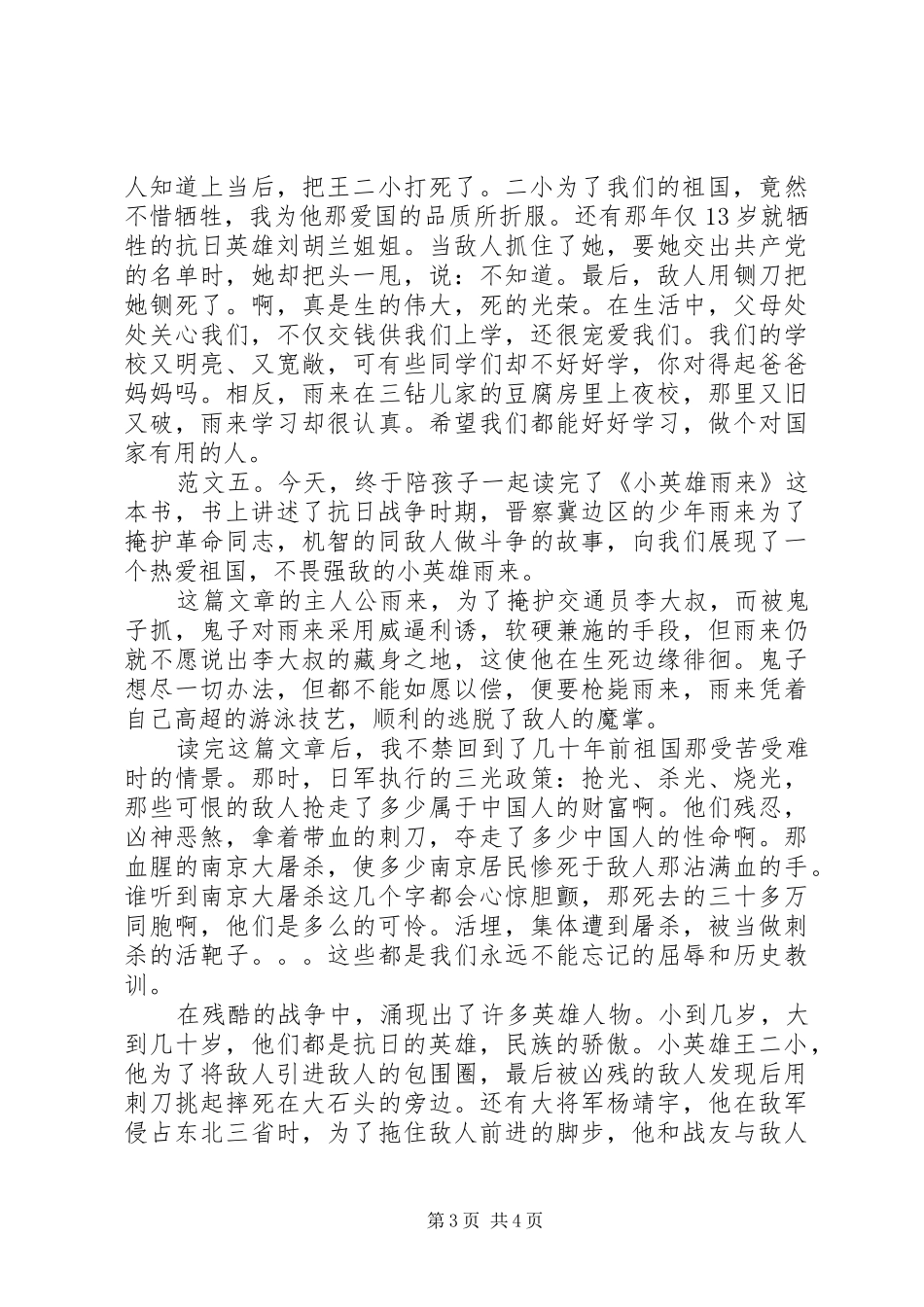 2024年小英雄雨来读后感_第3页