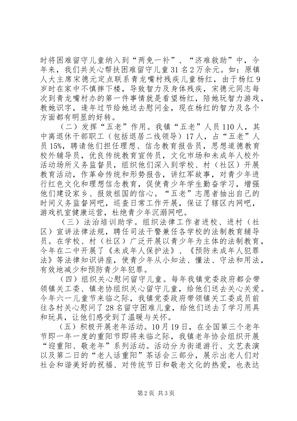 2024年乡镇年度关心下一代工作暨老协工作总结_第2页