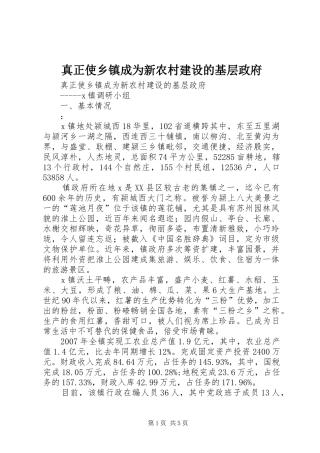 2024年真正使乡镇成为新农村建设的基层政府