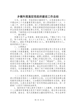 2024年乡镇年度基层党组织建设工作总结