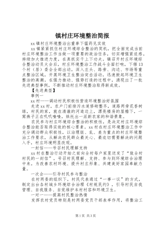 2024年镇村庄环境整治简报