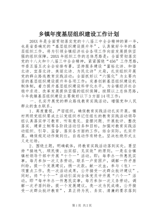 2024年乡镇年度基层组织建设工作计划
