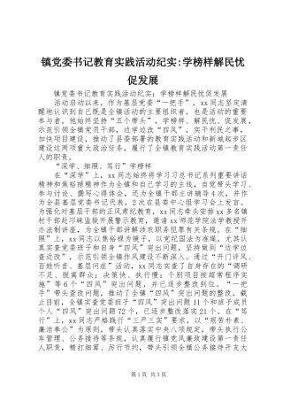 2024年镇党委书记教育实践活动纪实学榜样解民忧促发展