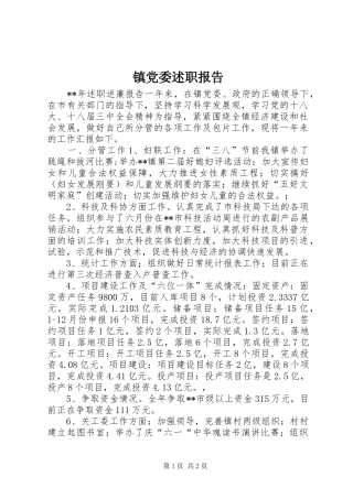 2024年镇党委述职报告