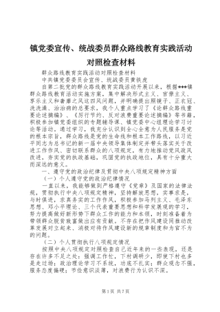 2024年镇党委宣传统战委员群众路线教育实践活动对照检查材料