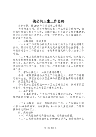 2024年镇公共卫生工作思路