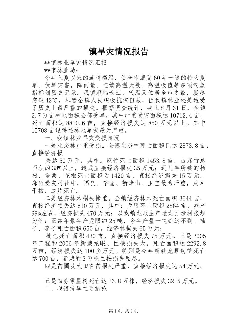 2024年镇旱灾情况报告_第1页