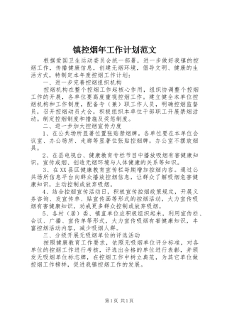 2024年镇控烟年工作计划范文