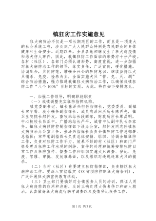 2024年镇狂防工作实施意见