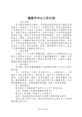 2024年镇留守中心工作计划