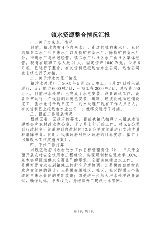 2024年镇水资源整合情况汇报