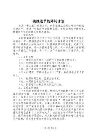 2024年镇推进节能降耗计划