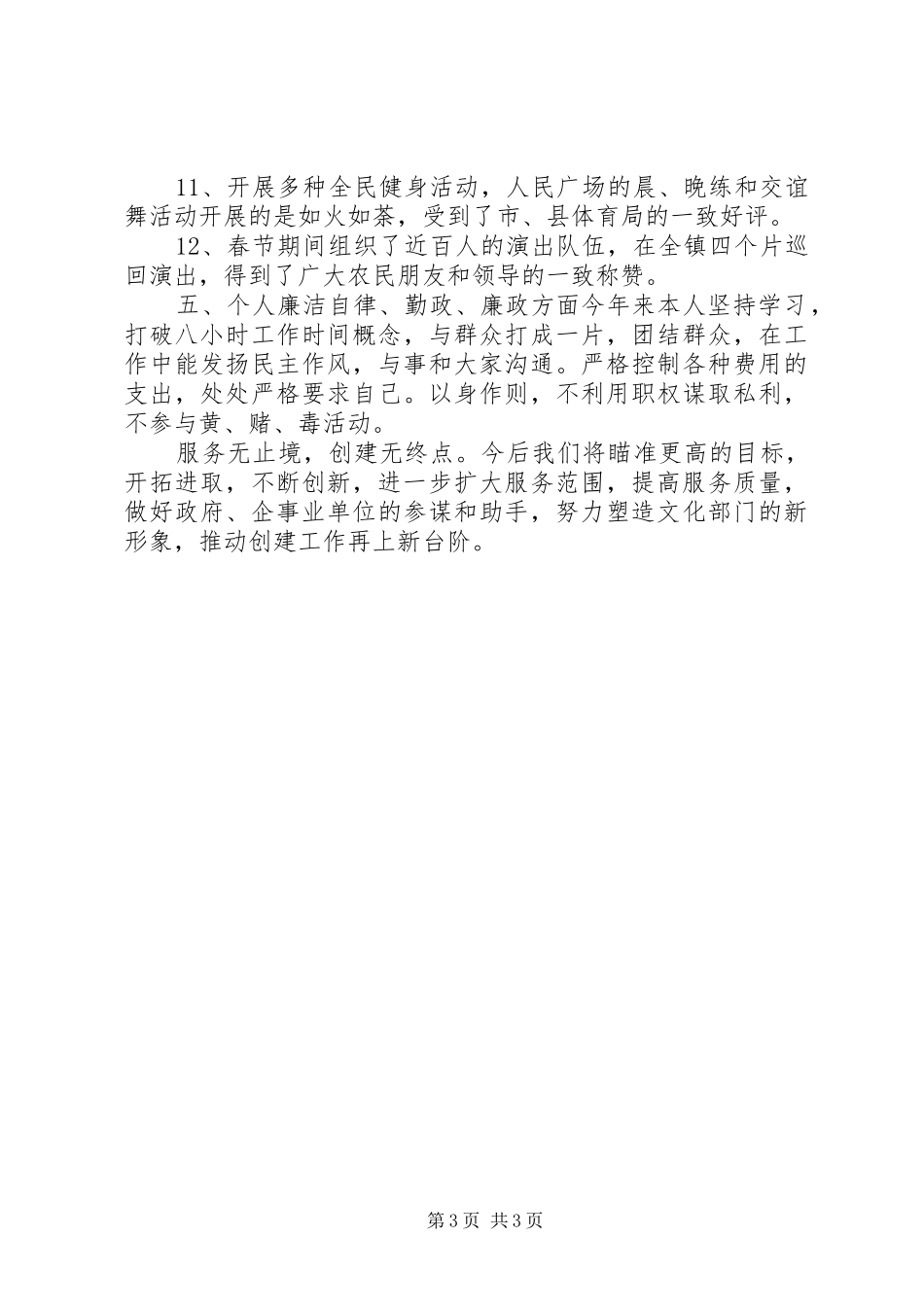 2024年镇文化体育站工作汇报_第3页