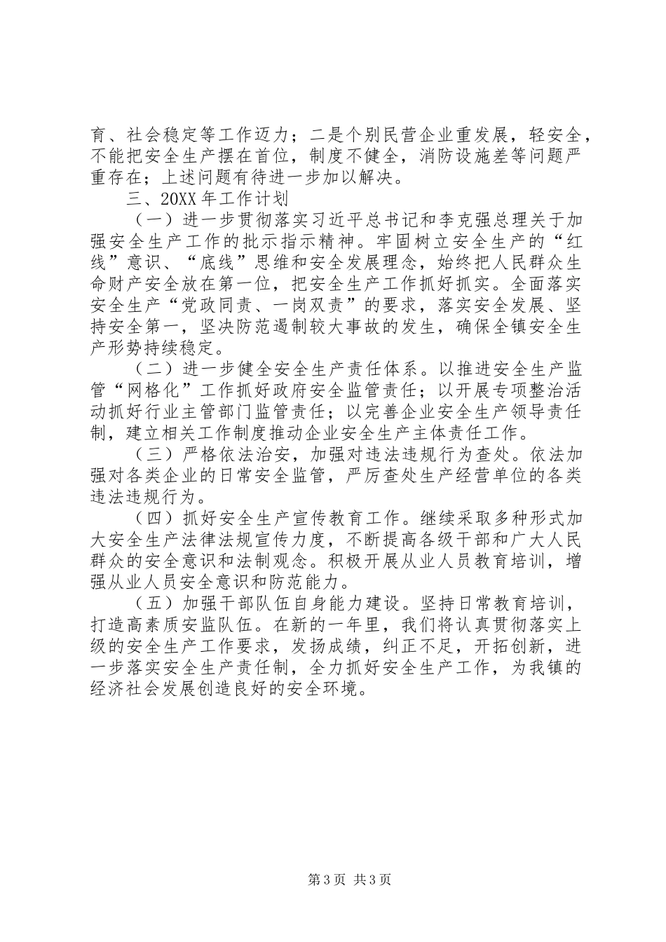 2024年乡镇年度落实安全生产工作总结及计划_第3页