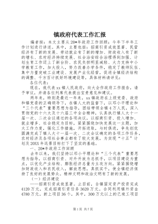 2024年镇政府代表工作汇报