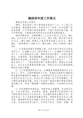 2024年镇政府年度工作要点